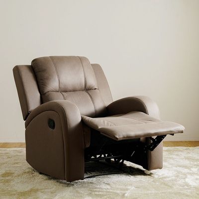 Crimson 1-Seater Fabric Recliner Sofa - Brown - With 2-Year Warranty